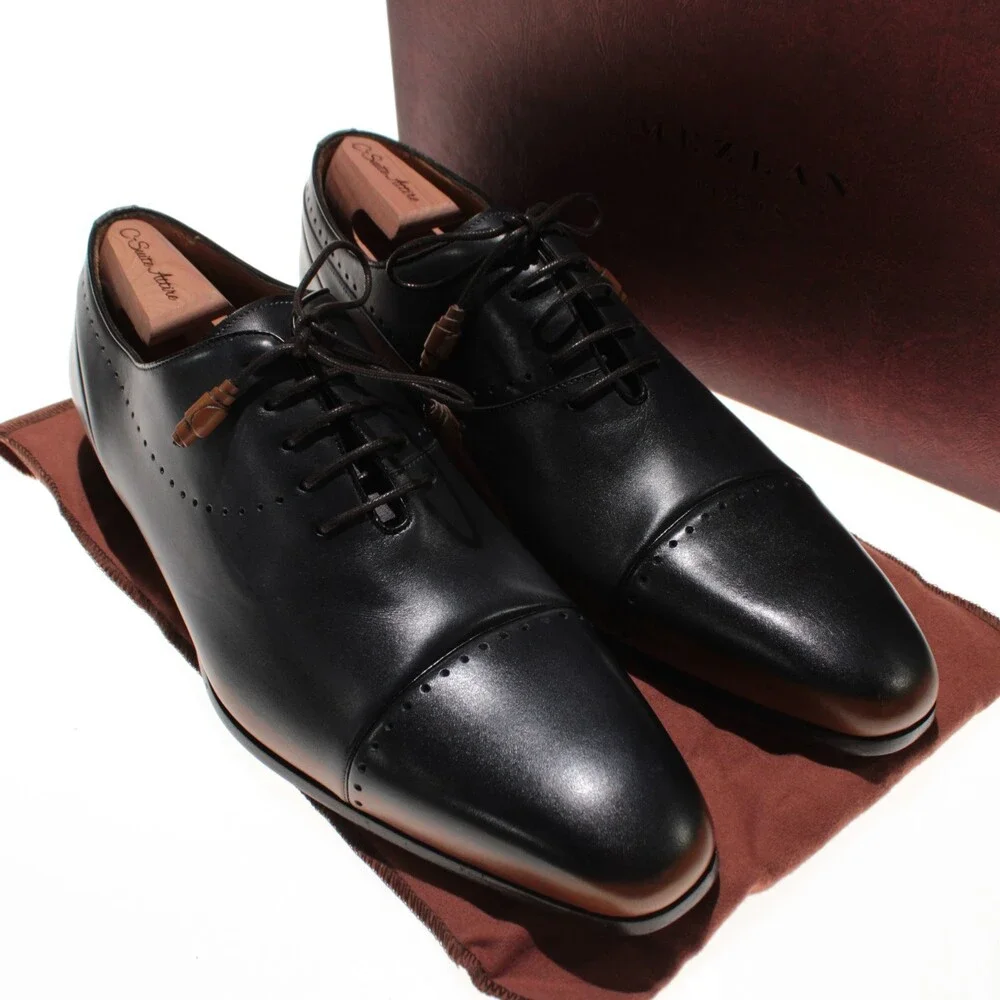 Mezlan NWD Icaro Lace Up Oxford Dress Shoes Size 11.5 US in Blue & Tan Leather